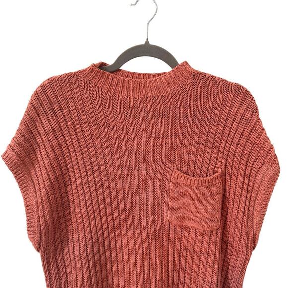 Garnett Hill Rory Linen & Org Cotton Pullover Short Sleeve Sweater Pink Size S - Picture 2 of 8